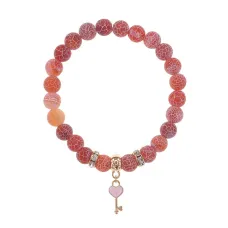 Браслет Ключ Сердце (счастье, любовь) нат.кам. Африканский агат 8мм BS-CR-1264