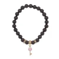 Браслет Ключ Сердце (счастье, любовь) нат.кам. Гранат 8мм BS-CR-1266