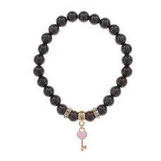 Браслет Ключ Сердце (счастье, любовь) нат.кам. Гранат 8мм BS-CR-1266