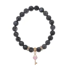 Браслет Ключ Сердце (счастье, любовь) нат.кам. Лабрадор 8мм BS-CR-1268