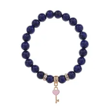 Браслет Ключ Сердце (счастье, любовь) нат.кам. Лазурит 8мм BS-CR-1270