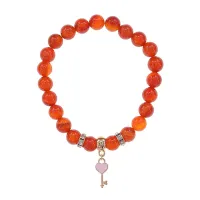 Браслет Ключ Сердце (Счастье, Любовь) нат.кам. Сердолик 8мм BS-CR-1277