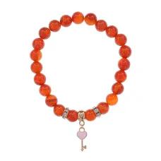 Браслет Ключ Сердце (Счастье, Любовь) нат.кам. Сердолик 8мм BS-CR-1277