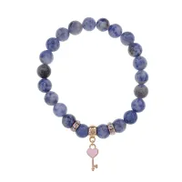 Браслет Ключ Сердце (счастье, любовь) нат.кам. Содалит 8мм BS-CR-1278