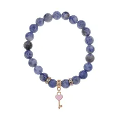 Браслет Ключ Сердце (счастье, любовь) нат.кам. Содалит 8мм BS-CR-1278