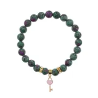 Браслет Ключ Сердце (счастье, любовь) синт.кам. Цоизит 8мм BS-CR-1282