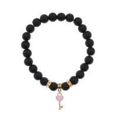 Браслет Ключ Сердце (счастье, любовь) синт.кам. Шунгит 8мм BS-CR-1284