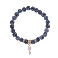 Браслет Ключ Сердце (счастье, любовь) нат.кам. синий Африк. агат 8мм BS-CR-1287