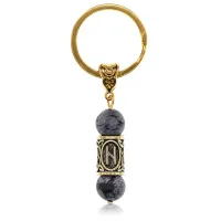 Брелок-амулет Хагалаз, нат.камень Обсидиан 10мм BKN2-08