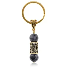Брелок-амулет Хагалаз, нат.камень Обсидиан 10мм BKN2-08