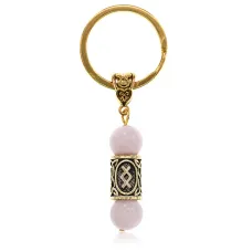 Брелок-амулет Ингуз, нат.камень Розовый кварц 10мм BKN2-09