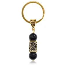Брелок-амулет Йера, нат.камень Черный агат 10мм BKN2-14