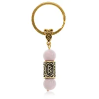 Брелок-амулет Беркана, нат.камень Розовый кварц 10мм BKN2-41