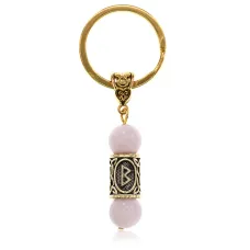 Брелок-амулет Беркана, нат.камень Розовый кварц 10мм BKN2-41