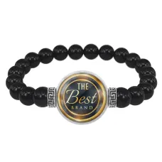Браслет из черного агата с вашим изображением N0000056