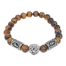 Рунический браслет Власть, сила, успех, Тигровый глаз 8мм BSRA-303