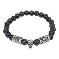 Рунический браслет Благосклонность судьбы, Черный агат 8мм BSRA-306