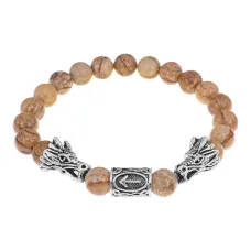 Рунический браслет Сила, мудрость, защита, Песочная яшма 8мм BSRA-310