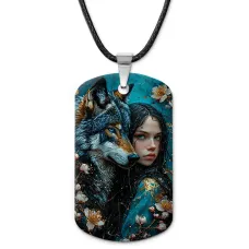 Кулон-жетон Девушка и волк ZHA-0007