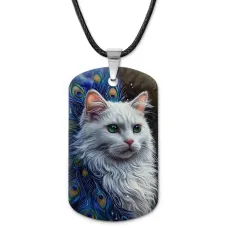 Кулон-жетон Белая кошка ZHA-0039