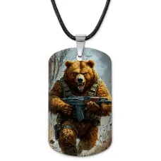 Кулон-жетон Медведь с автоматом ZHA-0052