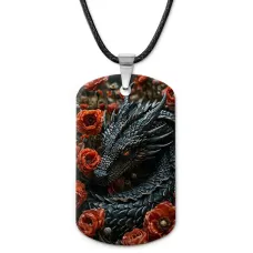 Кулон-жетон Дракон и розы ZHA-0078