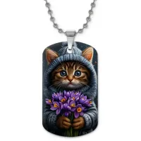 Кулон-жетон Котенок с букетом ZHC-0085