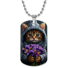 Кулон-жетон Котенок с букетом ZHC-0085
