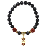 Браслет Богатство с нат.камнем Черный агат 8мм BSRU-12