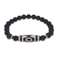 Браслет с 3-глазой бусиной Дзи и синт. камнем Синий авантюрин BSDS8-01-02