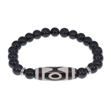 Браслет с 3-глазой бусиной Дзи и синт. камнем Синий авантюрин BSDS8-01-02