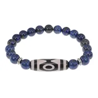 Браслет с 3-глазой бусиной Дзи и нат.камнем Лазурит BSDS8-01-10