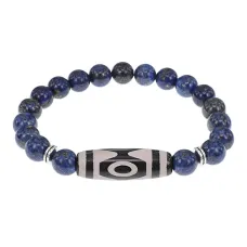 Браслет с 3-глазой бусиной Дзи и нат.камнем Лазурит BSDS8-01-10