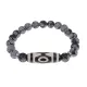 Браслет с 3-глазой бусиной Дзи и нат.камнем Снежный обсидиан