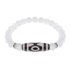 Браслет с 3-глазой бусиной Дзи и синт. камнем Сахарный кварц BSDS8-01-16