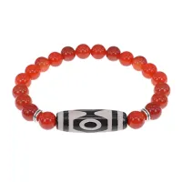 Браслет с 3-глазой бусиной Дзи и нат.камнем Сердолик BSDS8-01-17