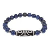 Браслет с 4-глазой бусиной Дзи и нат.камнем Лазурит BSDS8-02-10