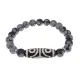 Браслет с 4-глазой бусиной Дзи и нат.камнем Снежный обсидиан BSDS8-02-14