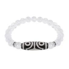Браслет с 4-глазой бусиной Дзи и синт.камнем Сахарный кварц BSDS8-02-16