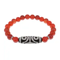 Браслет с 4-глазой бусиной Дзи и нат.камнем Сердолик BSDS8-02-17