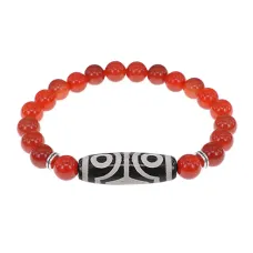 Браслет с 4-глазой бусиной Дзи и нат.камнем Сердолик BSDS8-02-17