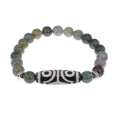 Браслет с 4-глазой бусиной Дзи и нат.камнем Яшма BSDS8-02-25