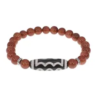 Браслет с 5-глазой бусиной Дзи и синт.камнем Коричневый авантюрин BSDS8-03-01