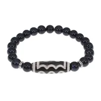 Браслет с 5-глазой бусиной Дзи и синт.камнем Синий авантюрин BSDS8-03-02