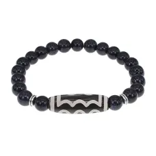 Браслет с 5-глазой бусиной Дзи и синт.камнем Синий авантюрин BSDS8-03-02