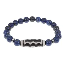 Браслет с 5-глазой бусиной Дзи и нат.камнем Лазурит BSDS8-03-10