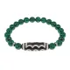 Браслет с 5-глазой бусиной Дзи и синт.камнем Малахит BSDS8-03-12