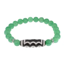 Браслет с 5-глазой бусиной Дзи и нат.камнем Нефрит BSDS8-03-13