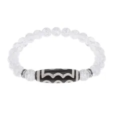 Браслет с 5-глазой бусиной Дзи и синт.камнем Сахарный кварц BSDS8-03-16