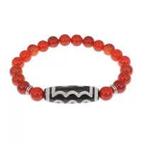 Браслет с 5-глазой бусиной Дзи и нат.камнем Сердолик BSDS8-03-17